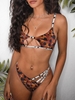 ZAFUL Maillot de Bain Bikini Découpé à Imprimé Animal à Bretelle S Café profond