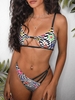ZAFUL Maillot de Bain Bikini Découpé à Imprimé Fleuri à Carreaux M