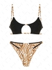 ZAFUL Maillot de Bain Bikini Découpé à Imprimé Zèbre en Forme D