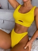 ZAFUL Maillot de Bain Bikini Découpé à Jambe Haute à Lacets L Jaune