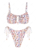 ZAFUL Maillot de Bain Bikini Découpé Croissé à Imprimé Fleuri à Cordon M Blanc