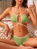 ZAFUL Maillot de Bain Bikini Découpé Côtelé Contrasté M Vert