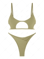 ZAFUL Maillot de Bain Bikini Découpé Côtelé en Forme D