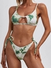 ZAFUL Maillot de Bain Bikini Découpé Côtelé Teinté L Vert