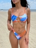 ZAFUL Maillot de Bain Bikini Découpé en Blocs de Couleurs en Forme D