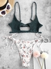 ZAFUL Maillot de Bain Bikini Découpé Fleur à Volants à Cordon L Rose clair