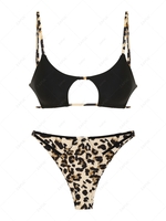 ZAFUL Maillot de Bain Bikini Découpé Léopard en Forme D