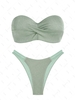 ZAFUL Maillot de Bain Bikini Découpé Métallique à Lacets Taille unique Vert clair