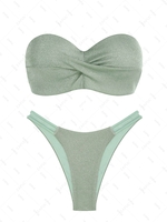 ZAFUL Maillot de Bain Bikini Découpé Métallique à Lacets Taille unique Vert clair