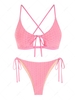ZAFUL Maillot de Bain Bikini Découpé Noué Texturé en Nid d