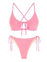 ZAFUL Maillot de Bain Bikini Découpé Noué Texturé en Nid d