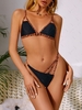 ZAFUL Maillot de Bain Bikini Découpé Panneau Animal à Jambe Haute M Noir