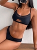 ZAFUL Maillot de Bain Bikini Découpé Panneau en Maille M Noir