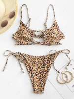 ZAFUL Maillot de Bain Bikini Découpé Teinté Animal Imprimé Noué L Deep yellow