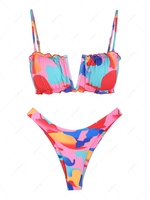 ZAFUL Maillot de Bain Bikini en Blocs de Couleurs à Coupe Haute en V S Rose clair