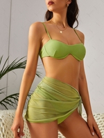 ZAFUL Maillot de Bain Bikini en Maille à Armature Trois Pièces L Vert clair