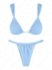 ZAFUL Maillot de Bain Bikini en Pagne Triangulaire Froissé L Bleu clair