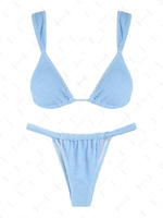 ZAFUL Maillot de Bain Bikini en Pagne Triangulaire Froissé L Bleu clair