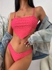 ZAFUL Maillot de Bain Bikini Etoile à Coupe Haute à Volants M Rouge