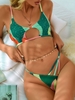 ZAFUL Maillot de Bain Bikini Etoile en Blocs de Couleurs à Bretelle S Vert