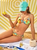 ZAFUL Maillot de Bain Bikini Extra Fin à Imprimé Papillon en Blocs de Couleurs S