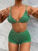 ZAFUL Maillot de Bain Bikini Festonné Côtelé à Cordon Trois Pièces S Vert