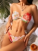 ZAFUL Maillot de Bain Bikini Festonné Noué à Imprimé Fleur à Cordon M