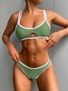 ZAFUL Maillot de Bain Bikini Feuille Cousu Manchettes S Vert clair