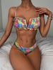 ZAFUL Maillot de Bain Bikini Feuille Crantée à Coupe Haute à Volants S