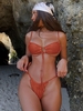 ZAFUL Maillot de Bain Bikini Feuille Gaufrée Côtelé à Cordon L Café profond