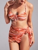 ZAFUL Maillot de Bain Bikini Feuille Gaufrée Noué à Coupe Haute S Café