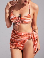 ZAFUL Maillot de Bain Bikini Feuille Gaufrée Noué à Coupe Haute S Café