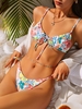 ZAFUL Maillot de Bain Bikini Feuille Noué Fleuri Côtelé S Multi a