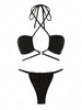 ZAFUL Maillot de Bain Bikini Fil Texturé Croisé à Col Halter M Noir