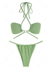 ZAFUL Maillot de Bain Bikini Fil Texturé Croisé à Col Halter M Vert clair