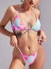 ZAFUL Maillot de Bain Bikini Fleur Aquarelle Une-Pièce S Bleu clair