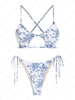 ZAFUL Maillot de Bain Bikini Fleuri Croisé en Forme D