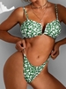ZAFUL Maillot de Bain Bikini Fleuri Côtelé à Armature en U M Vert clair