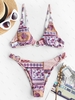 ZAFUL Maillot de Bain Bikini Fleuri Ethnique Style Bohémien S
