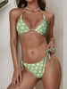 ZAFUL Maillot de Bain Bikini Fleuri Noué à Côté à Cordon L Vert clair