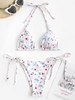 ZAFUL Maillot de Bain Bikini Fleuri Noué à Côté à Cordon M Blanc