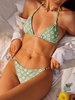 ZAFUL Maillot de Bain Bikini Fleuri Noué à Côté à Cordon M Vert clair