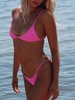ZAFUL Maillot de Bain Bikini Fleuri Simple Matelassé à Lacets S Rose vif