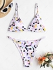 ZAFUL Maillot de Bain Bikini Géométrique Coloré à Cordon M Violet clair