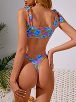 ZAFUL Maillot de Bain Bikini Jointif à Epaule Nouée à Coupe Haute S