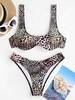 ZAFUL Maillot de Bain Bikini Léopard à Coupe Haute à Armature M Noir
