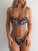 ZAFUL Maillot de Bain Bikini Léopard Croisé Côtelé à Armature en V S