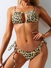 ZAFUL Maillot de Bain Bikini Léopard Découpé Noué à Côté L Deep yellow