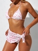 ZAFUL Maillot de Bain Bikini Léopard Imprimé Matelassé Trois Pièces L Rose clair