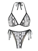 ZAFUL Maillot de Bain Bikini Léopard Peau de Serpent à Coutures Noué à Cordon S Noir